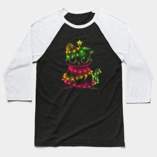 Meow Catmas Lights Ugly Sweater by Tobe Fonseca Baseball T-Shirt